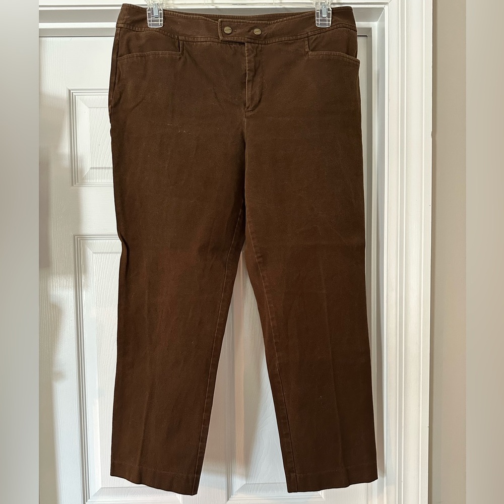 Chaps brown brushed twill straight leg stretch jeans size 16P.
